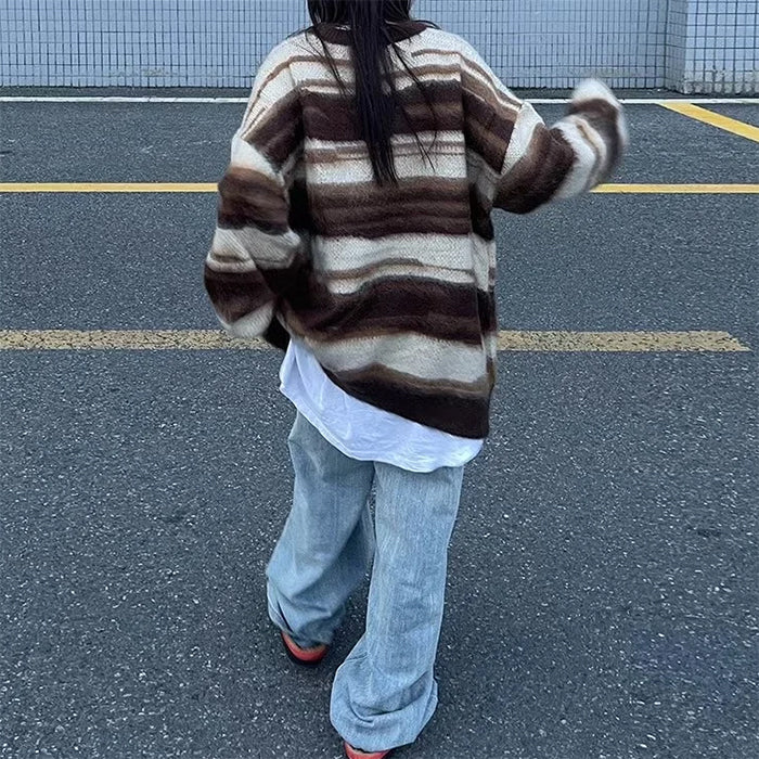 90's aesthetic striped knit sweater