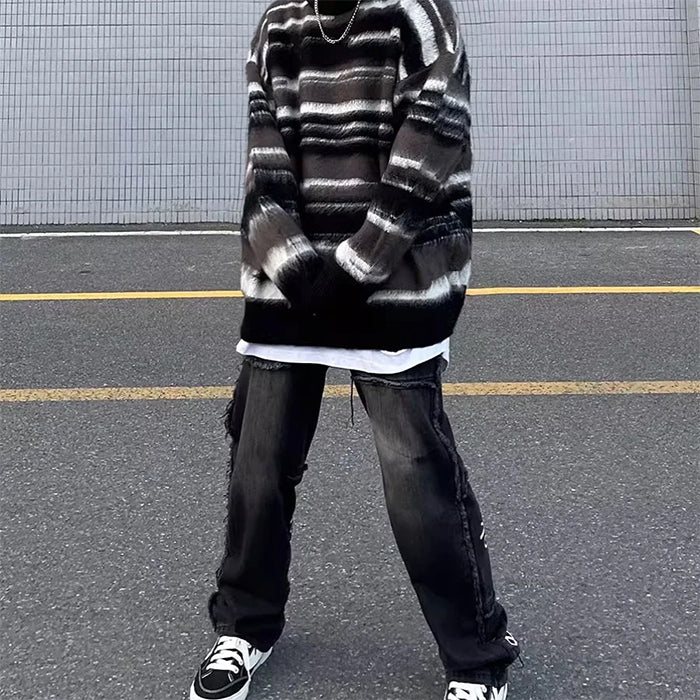 90's aesthetic striped knit sweater