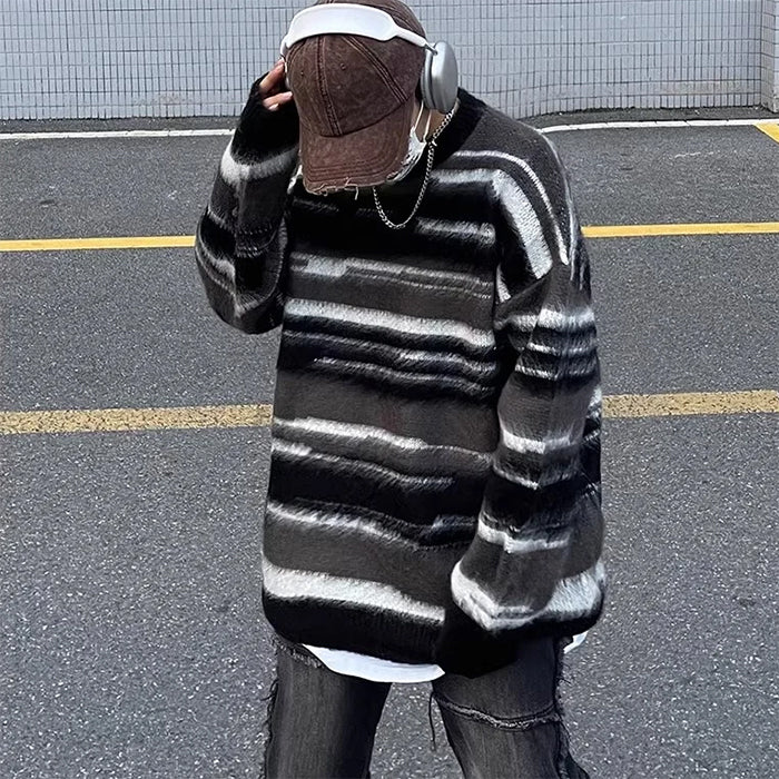 90's aesthetic striped knit sweater