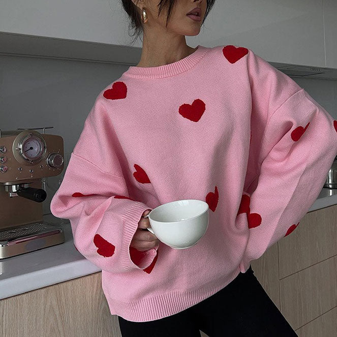 vintage red hearts sweater