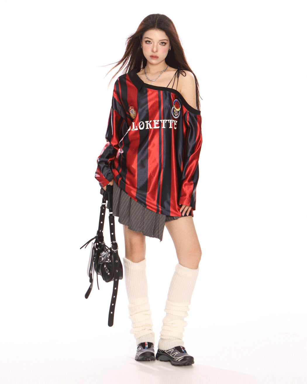 blokette striped off shoulder jersey