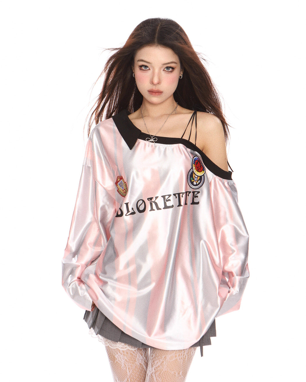 blokette striped off shoulder jersey
