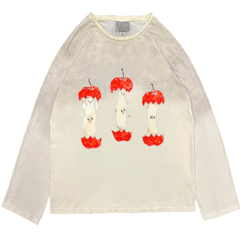 apple core graphic long sleeve tee