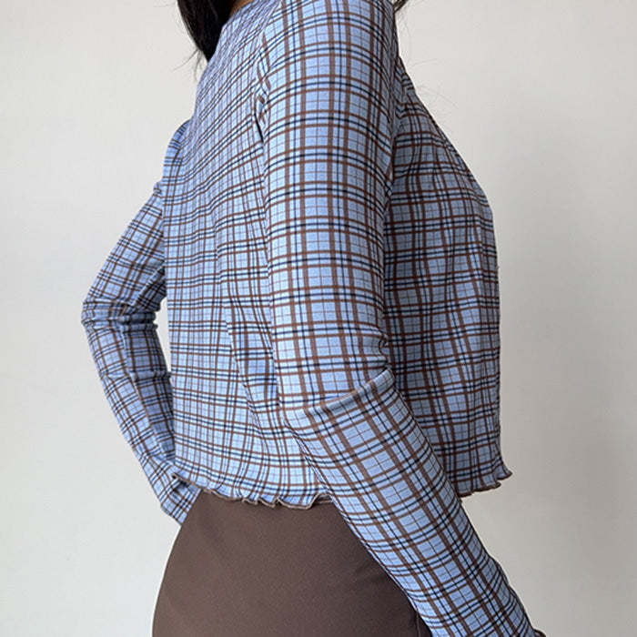 gossip goes around plaid top + cardigan set