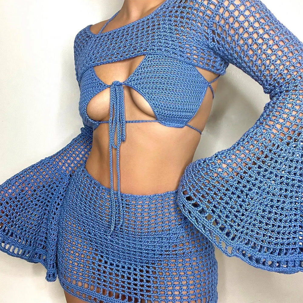 beach girl crochet top & skirt set