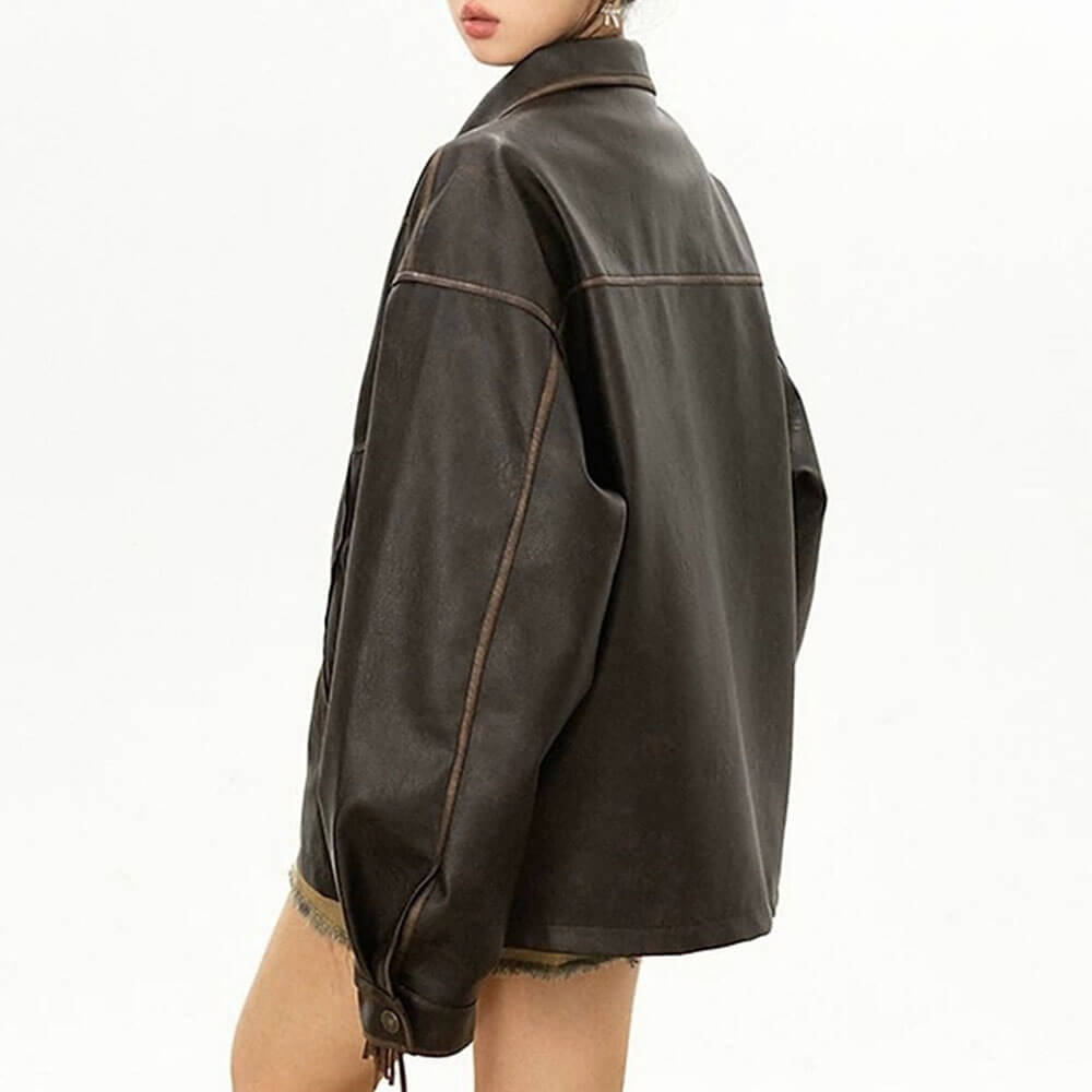 butterfly distressed leather jacket