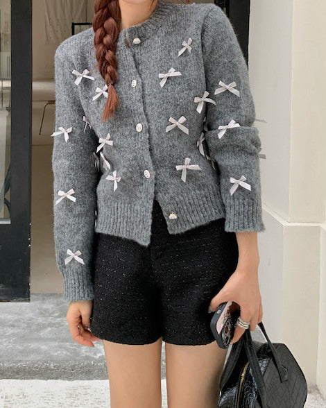 coquette aesthetic grey cardigan