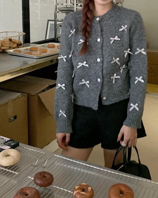 coquette aesthetic grey cardigan