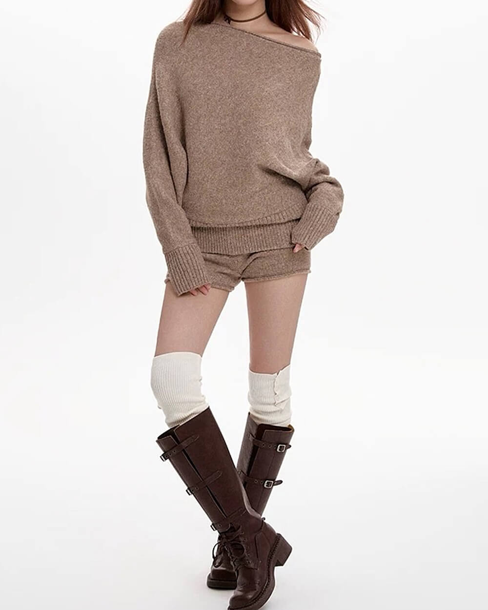 cozy days knitted mini shorts
