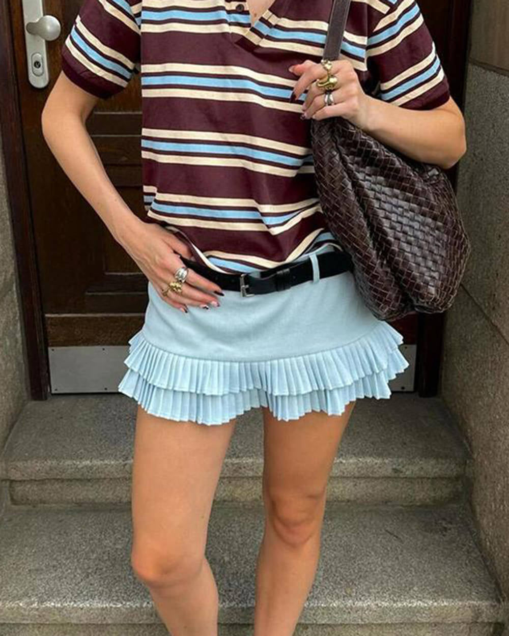 campus secrets double layer pleated skirt