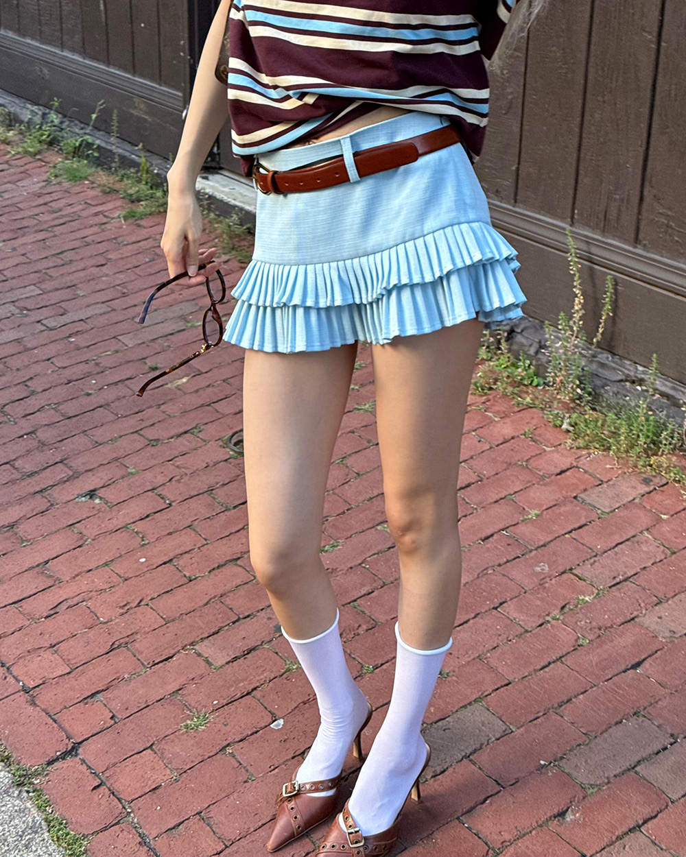 campus secrets double layer pleated skirt
