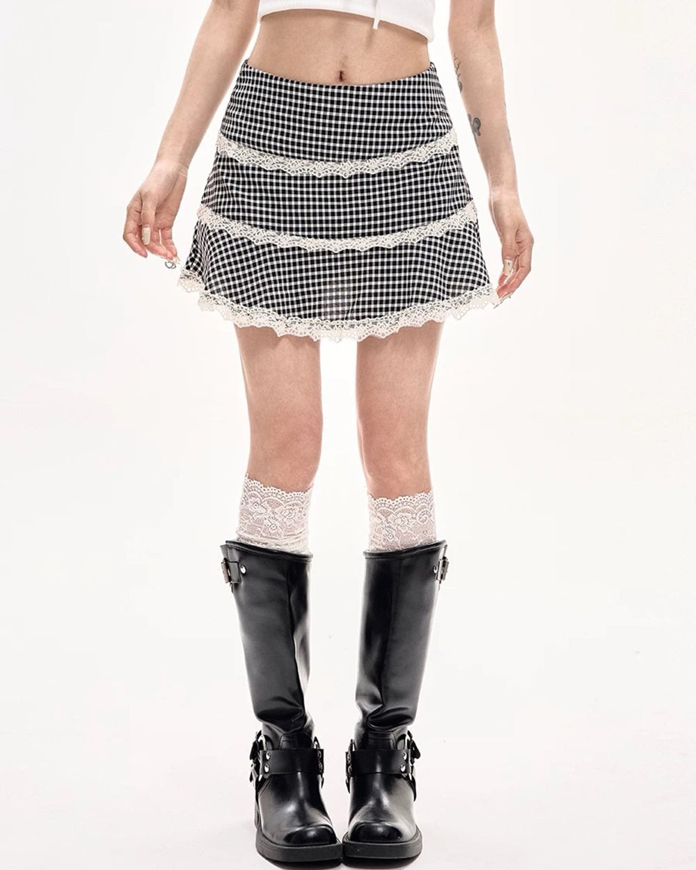 gingham picnic ruffle skirt