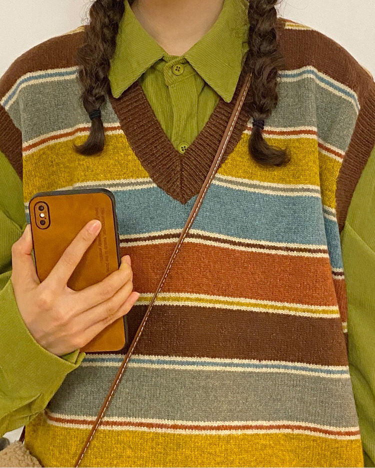 prep school striped knit vest
