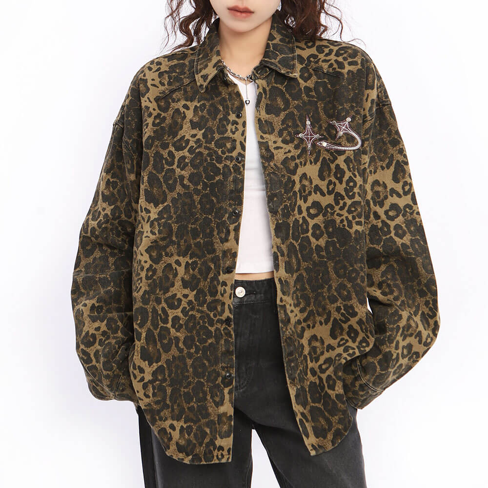 animal attraction leopard oversized jacket
