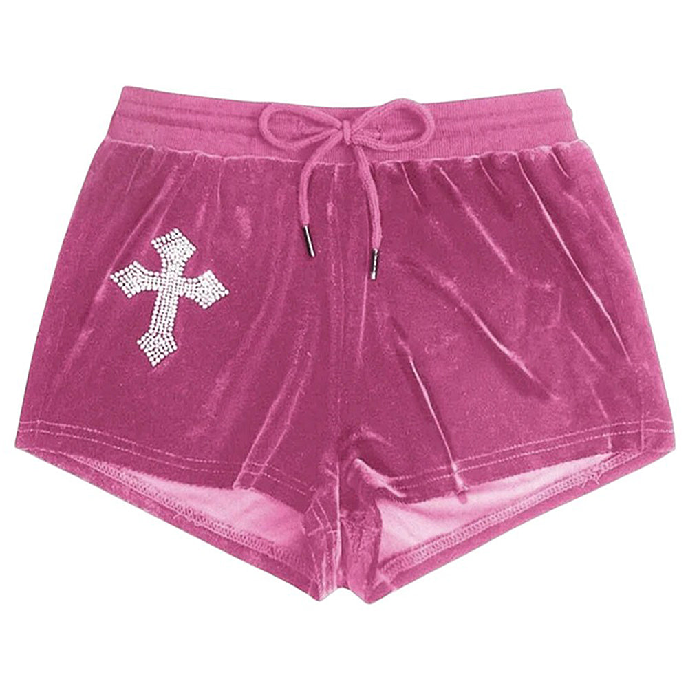y2k cross rhinestone shorts